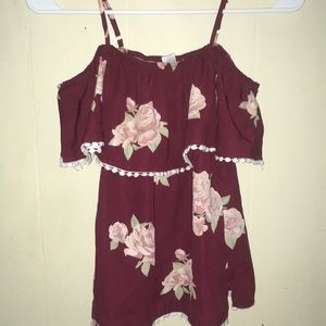 Off the shoulder (floral/maroon) shirt